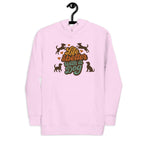 Rosafarbener Hoodie mit Kapuze, Frontprint mit Hunden und Schrift