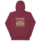 Bordeauxroter Hoodie mit Kapuze und Rückenprint „My Heart Has Paws“