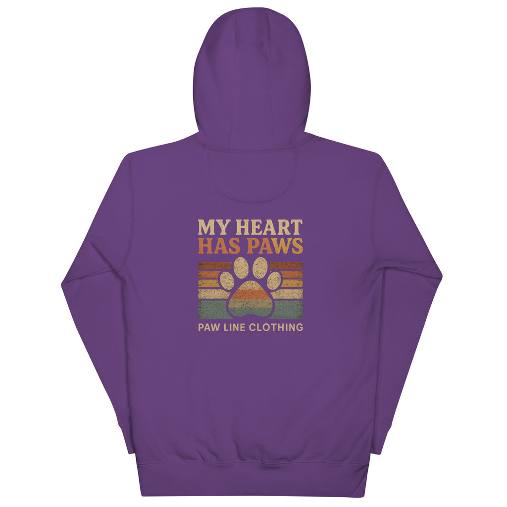 Lila Hoodie mit Kapuze und Rückenprint „My Heart Has Paws“