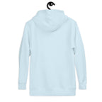 Hellblauer Hoodie mit Kapuze und Kordelzug, Rückansicht