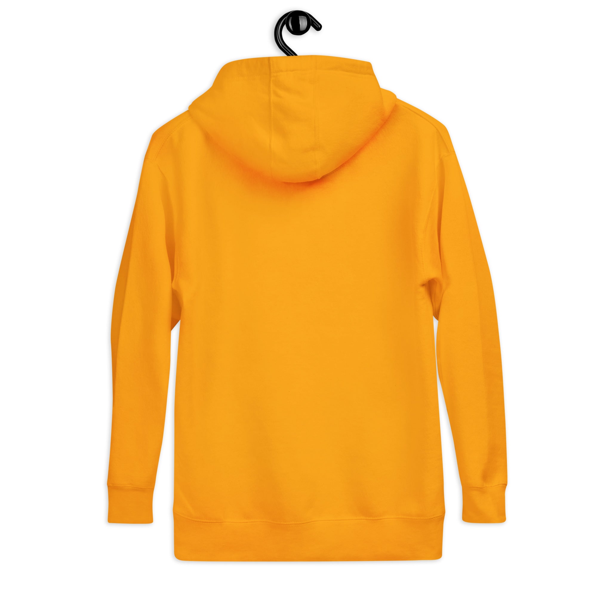 Gelber Hoodie mit Kapuze und Kordel, einfarbig, ohne sichtbaren Frontdruck