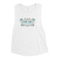Weißes Damen-Muscle-Tank-Top mit Rundhalsausschnitt und Frontprint „PAW LINE“
