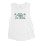 Weißes Damen-Muscle-Tank-Top mit Rundhalsausschnitt und Frontprint „PAW LINE“